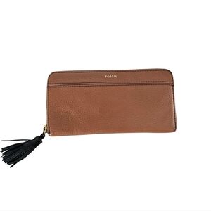 Fossil Tara Zip Around Wallet with Tassel Brown